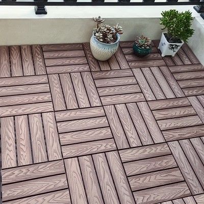 กันลื่น WPC DIY Decking 600 X 300MM Garden Terrace กระเบื้องไม้ Diy