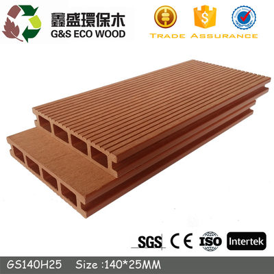 ความต้านทานรังสียูวี WPC Hollow Decking สระว่ายน้ำ Anti Slip Wood Plastic Composite Decking