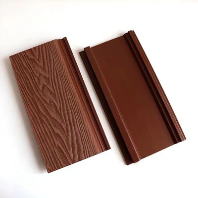 Anti Slip Sleek Wood Siding Accent Wall ภายนอก 3D Outdoor Wpc Wall Cladding